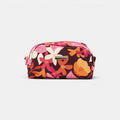 Cosmetiquera Elena de tuá e muá con estampado floral en tonos vibrantes, fabricada en poliéster repelente a la humedad.